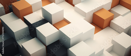 Basic cuboid shapes arranged in an abstract minimalist space, abstract cubes background.