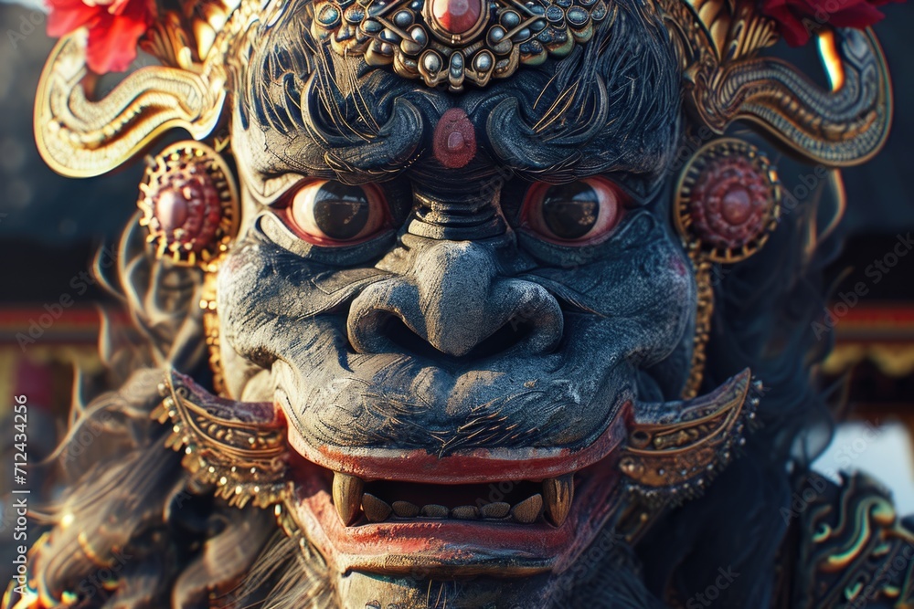 A detailed close-up shot of a demon statue. Perfect for adding an eerie touch to Halloween decorations or creating a dark and mysterious atmosphere in fantasy-themed projects A detailed close-up shot of a demon statue. Perfect for adding an eerie touch to Halloween decorations or creating a dark and mysterious atmosphere in fantasy-themed projects