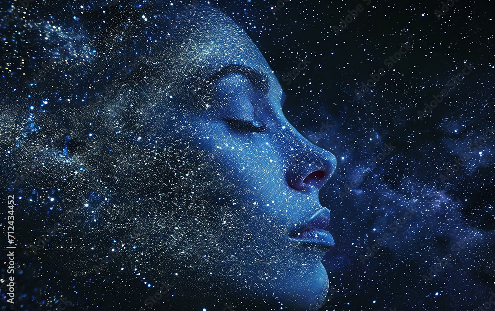 constelação de estrelas formando rosto de beleza feminino constelação de estrelas formando rosto de beleza feminino