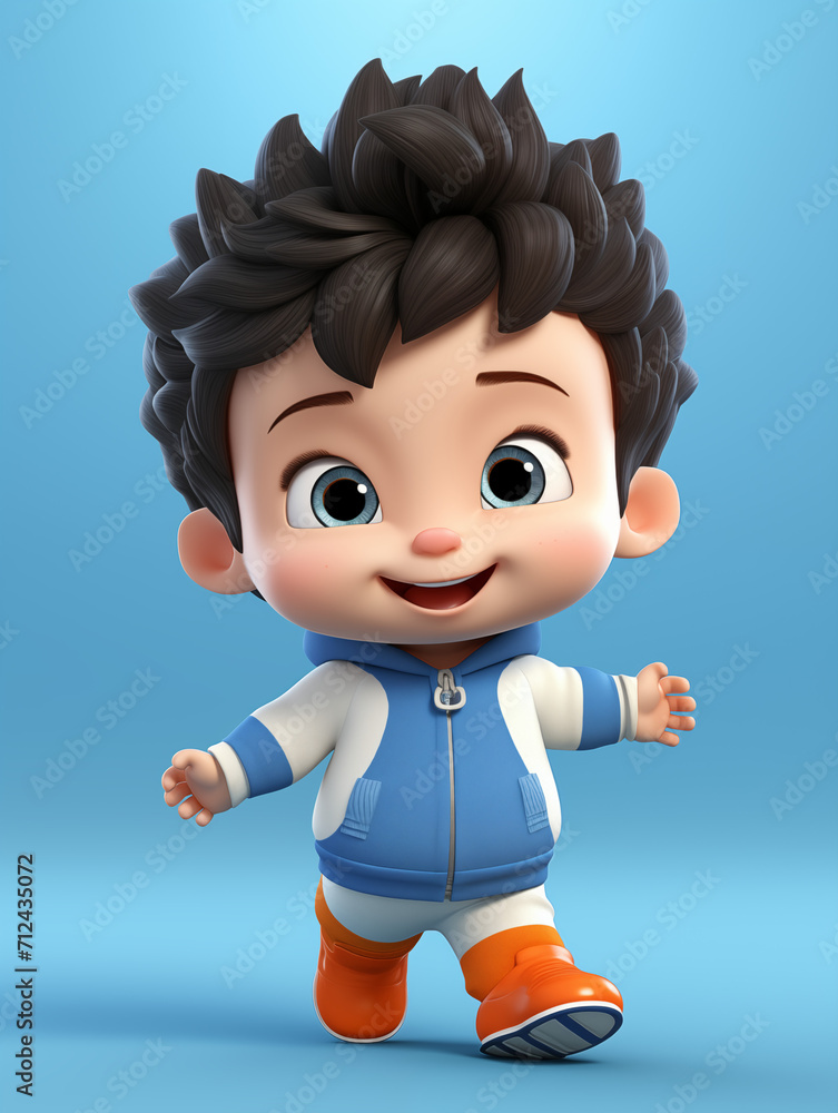 muñeco en 3D de niños para usar en presentaciones, ilustraciones o cuentos