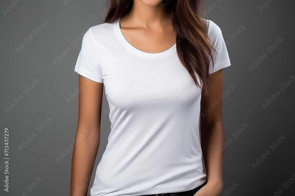 Woman in White Tshirt Mockup created with Generative AI Woman in White Tshirt Mockup created with Generative AI