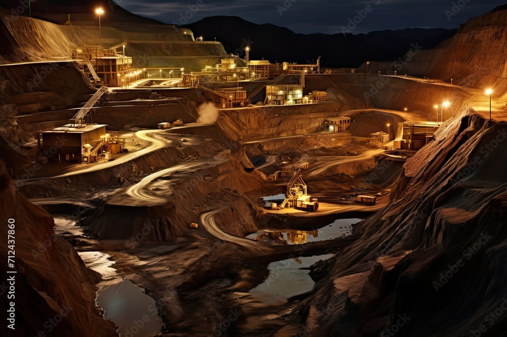 Naklejka premium Involves the extraction of gold from the earth's crust through mining processes
