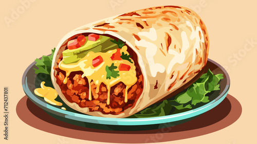 copy space, vector illustration, National Burrito Day, National Burrito Day vector illustration. Burrito stuffed with meat, beans and vegetables icon vector. Design for menu card or T-shirt.