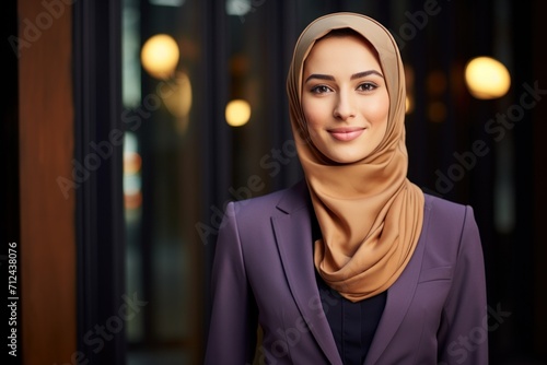 Close up portrait of young muslim woman in burqa photo