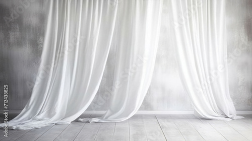 Elegance meets simplicity in this indoor photo backdrop, adorned with flowing white curtains framing the windows for a timeless and sophisticated atmosphere