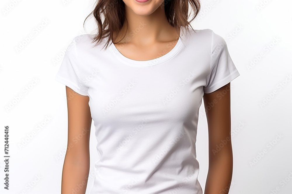 Woman in White Tshirt Mockup created with Generative AI Woman in White Tshirt Mockup created with Generative AI