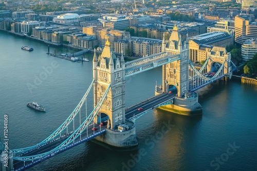 Tower Bridge in London UK  aerial view