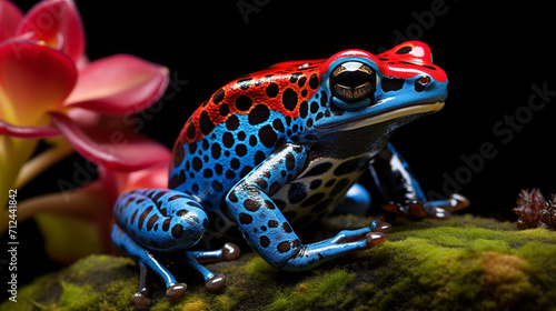 Blue-jeans Frog or Strawberry Poison-dart Frog Close-up , Generate AI