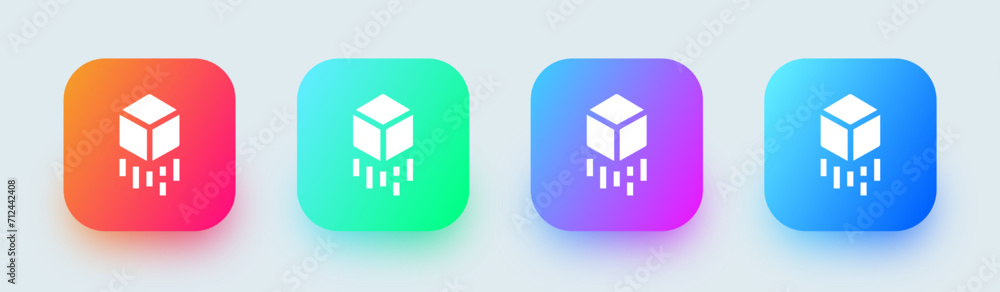 Simulation solid icon in square gradient colors. Virtual reality signs vector illustration.