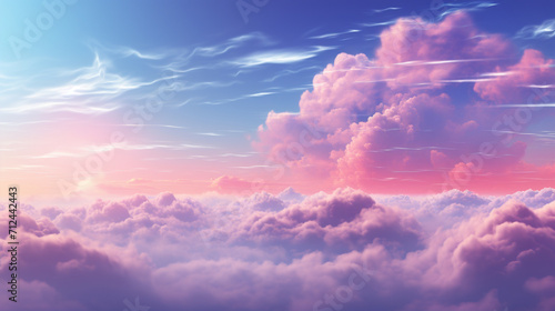 Pink and blue cloud sky background , Generate AI