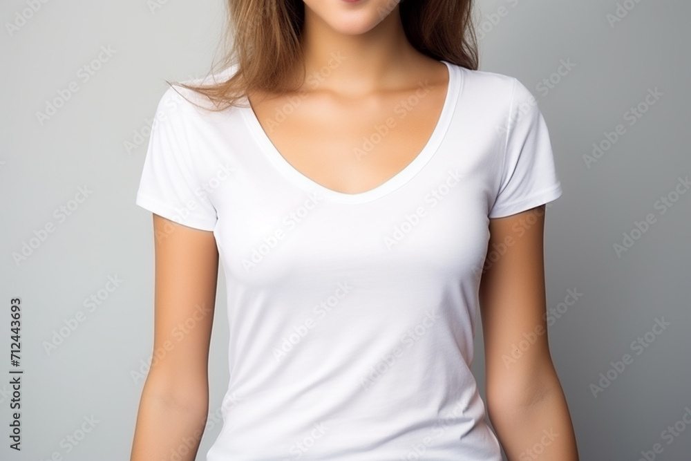 Woman in White Tshirt Mockup created with Generative AI Woman in White Tshirt Mockup created with Generative AI