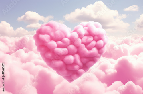 Beautiful clouds in heart shape on pink sky in Vintage style for Happy valentines day or wedding concept and copy space