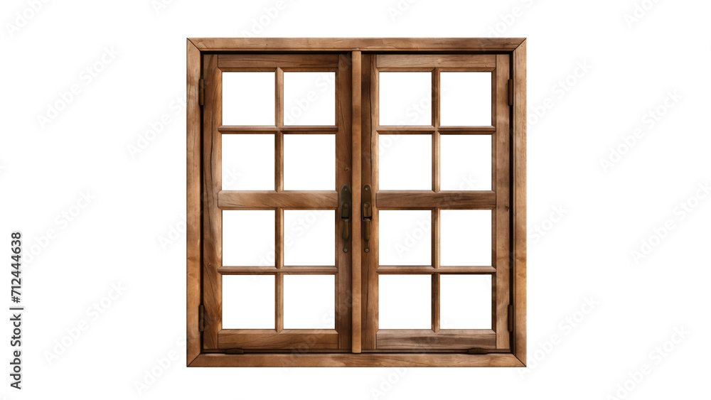 Wooden window cut out. Retro window on transparent background Wooden window cut out. Retro window on transparent background