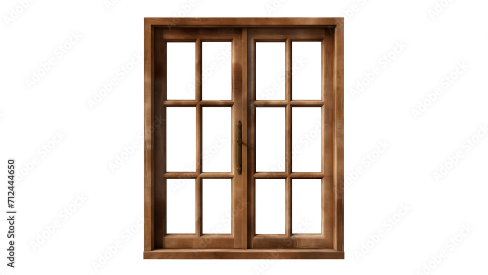 Wooden window cut out. Retro window on transparent background Wooden window cut out. Retro window on transparent background