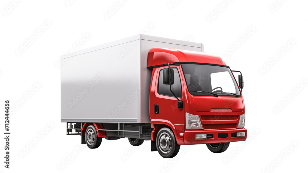 Red truck cut out. Delivery truck on transparent background Red truck cut out. Delivery truck on transparent background