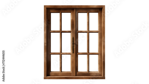 Wooden window cut out. Retro window on transparent background