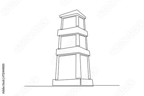 Continuous one line drawing of tall skyscraper buildings in big city. Business office building district hand drawn minimalist concept. Modern single line draw design vector graphic illustration