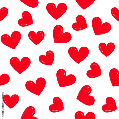 Seamless pattern with hearts isolated on a white background.Vector pattern with red beautiful hearts for textile design, packaging, gift wrapping.