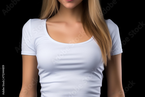 Woman in White Tshirt Mockup created with Generative AI