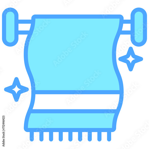 Washcloth blue dual tone color icon, relate to housekeeping. use for UI or UX kit, web and app development.