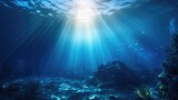 Underwater Ocean - Blue Abyss With Sunlight