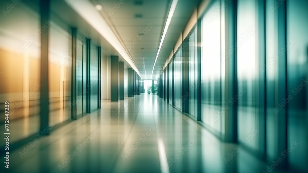 blue corridor in a building