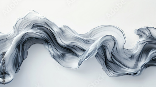 Gray wave, acrylic paint flow on a white background. Generative AI
