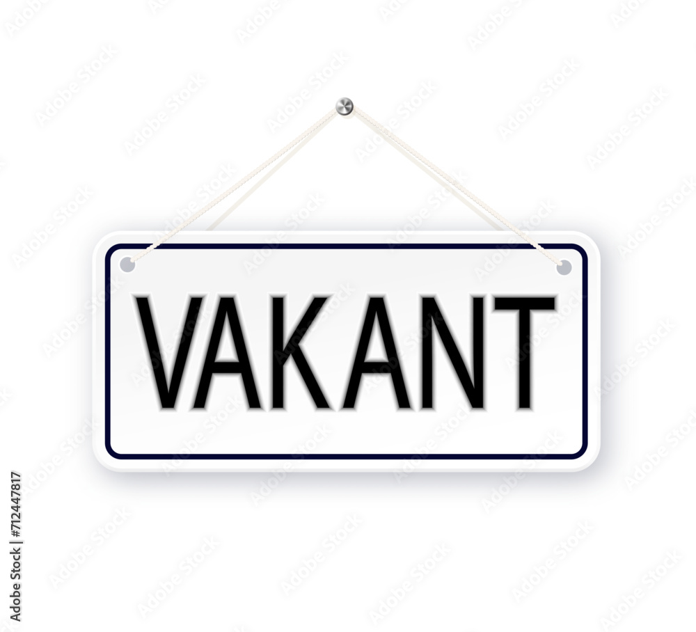 Vacant banner on copy space empty white background. Concept of career, recruitment, vacancy and human resources. 3D Vector. Vacant banner on copy space empty white background. Concept of career, recruitment, vacancy and human resources. 3D Vector.