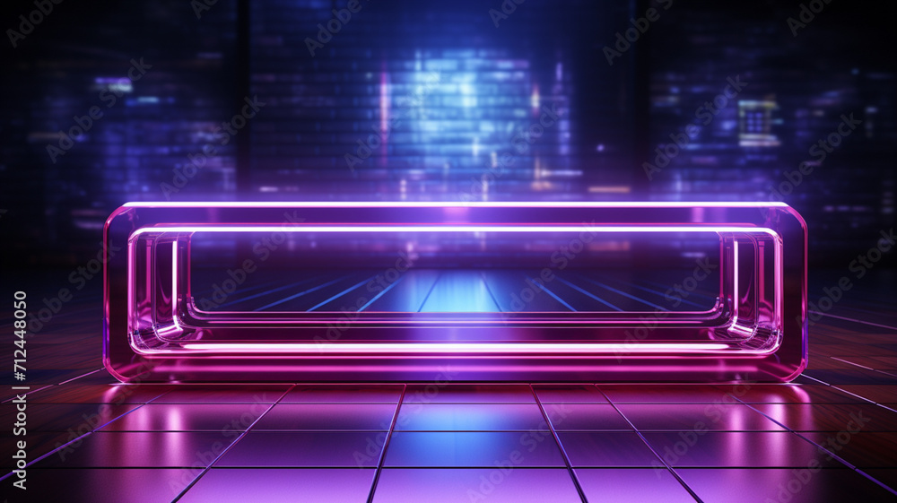 Neon rectangle on a dark purple background Neon rectangle on a dark purple background