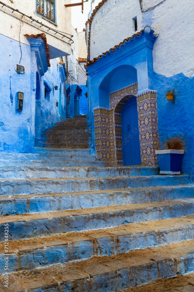 Blue city. Picturesque, narrow streets and alleys of the Medina ...