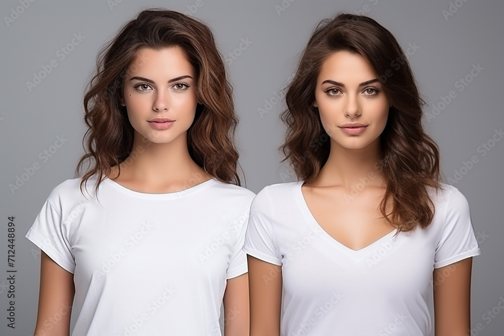 Woman in White Tshirt Mockup created with Generative AI Woman in White Tshirt Mockup created with Generative AI