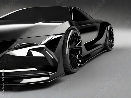 modern black car isolated on grey background, Ai generated  © Muhammad
