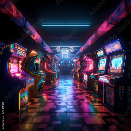 Retro arcade with neon lights 