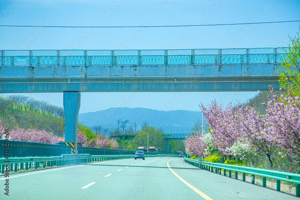 Pingliang City, Gansu Province - Road and field scenery under the blue sky