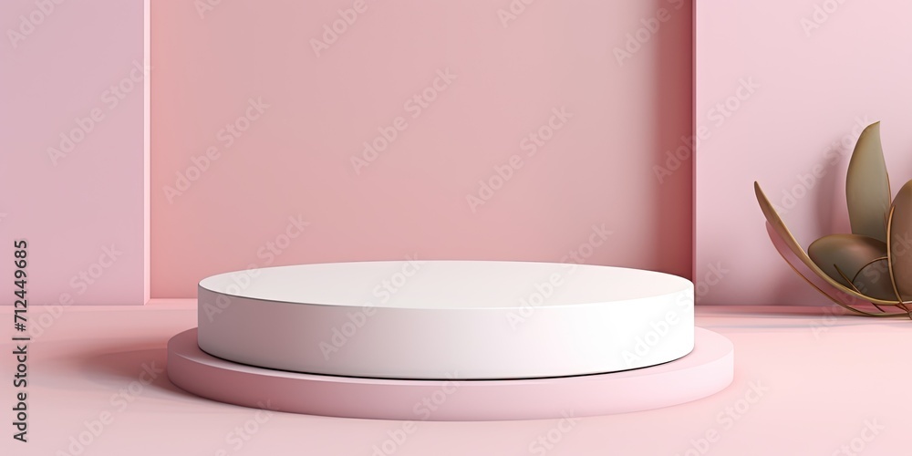 Premium podium displaying a minimal abstract white-pink background, ideal for showcasing cosmetics or gifts. Premium podium displaying a minimal abstract white-pink background, ideal for showcasing cosmetics or gifts.