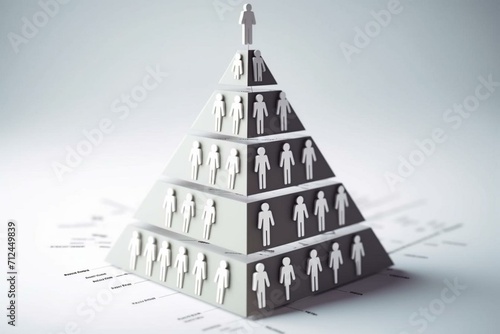 Network marketing using a hierarchical structure for distribution. Pyramid scheme. Generative AI photo