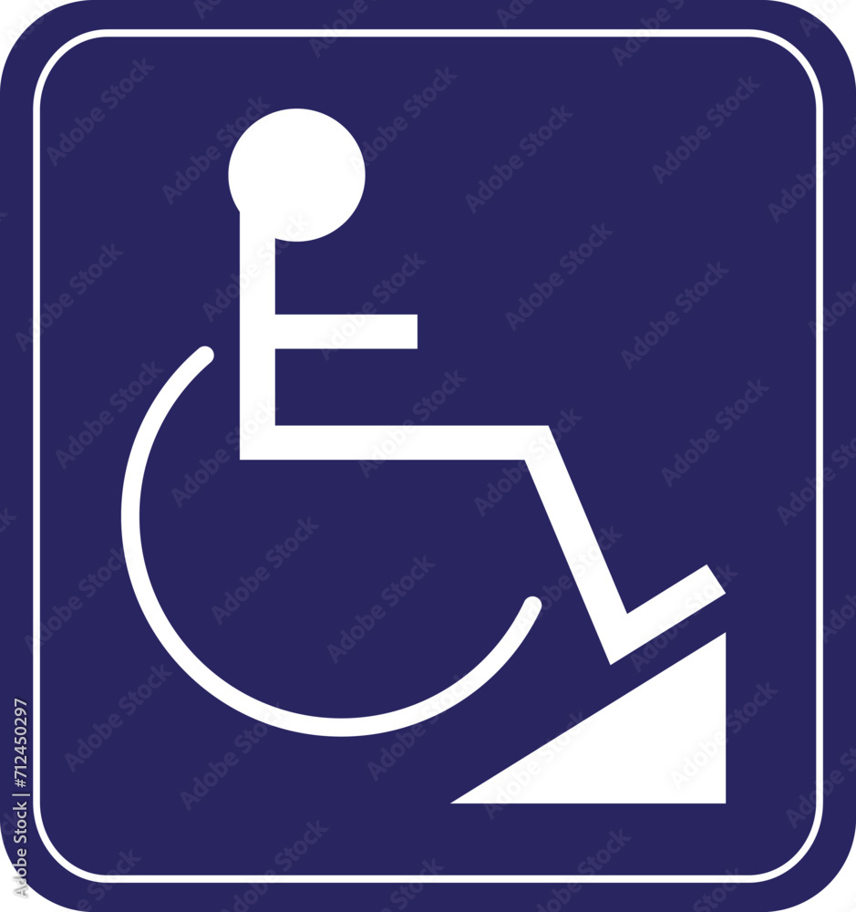 Disable Ramp Sticker Vector Blue and White Disable Symbol Illustration Handicap Wheelchair Icon Disable Ramp Sticker Vector Blue and White Disable Symbol Illustration Handicap Wheelchair Icon