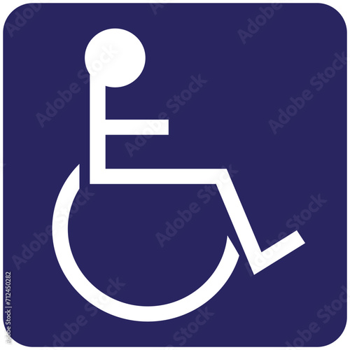 Disable Sticker Vector Blue and White Disable Symbol Illustration Handicap Wheelchair Icon