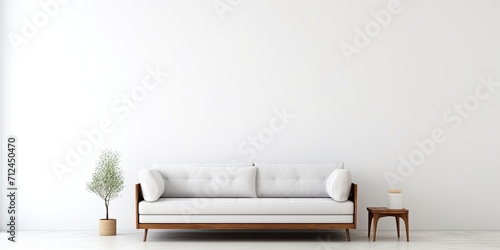 Contemporary furniture and a solitary couch on a white backdrop. © Sona