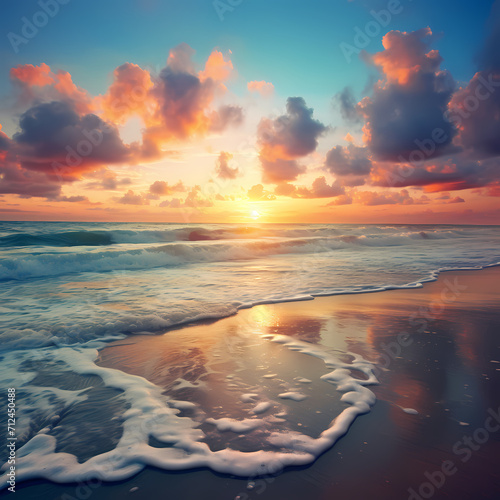 Tranquil beach sunrise