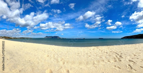 Playa de Getares beach near Algeciras on the Bay of Gibraltar with a view towards Gibraltar  Andalusia  Spain