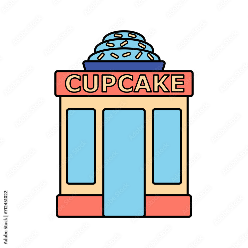 Cupcake building Vector Illustration with sticker style. Isolated on transparent background Cupcake building Vector Illustration with sticker style. Isolated on transparent background