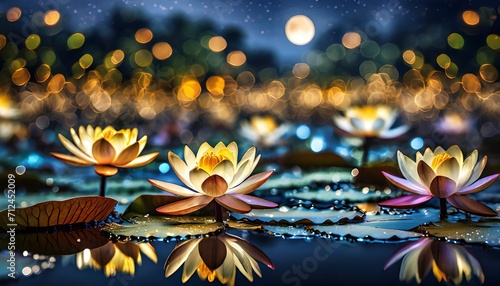lotus or waterlily flower with bokeh background