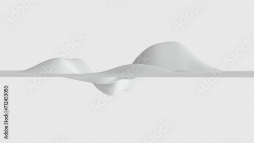 animation of white wave forms isolated on white background, 4K abstract animation