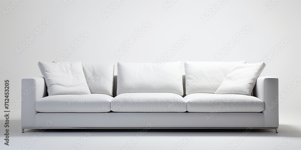Naklejka premium White background studio shot of a contemporary gray sofa.