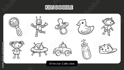 Hand Drawn Kids Doodle Set