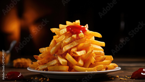 French fries or potato chips ketchup