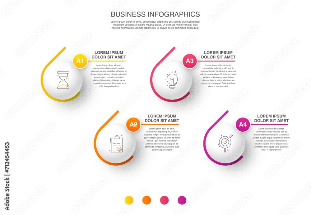 Vector template circle infographics. Business concept with 4 options ...