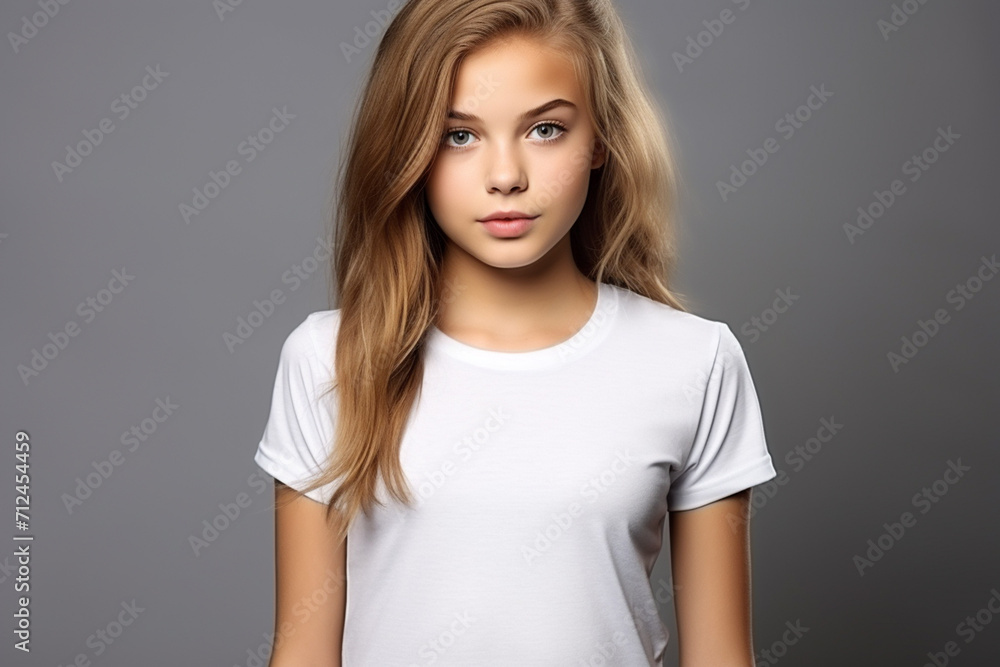 Woman in White Tshirt Mockup created with Generative AI Woman in White Tshirt Mockup created with Generative AI