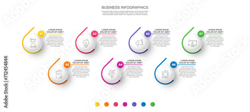 Vector template circle infographics. Business concept with 7 options and parts. Seven steps for content, flowchart, timeline, levels